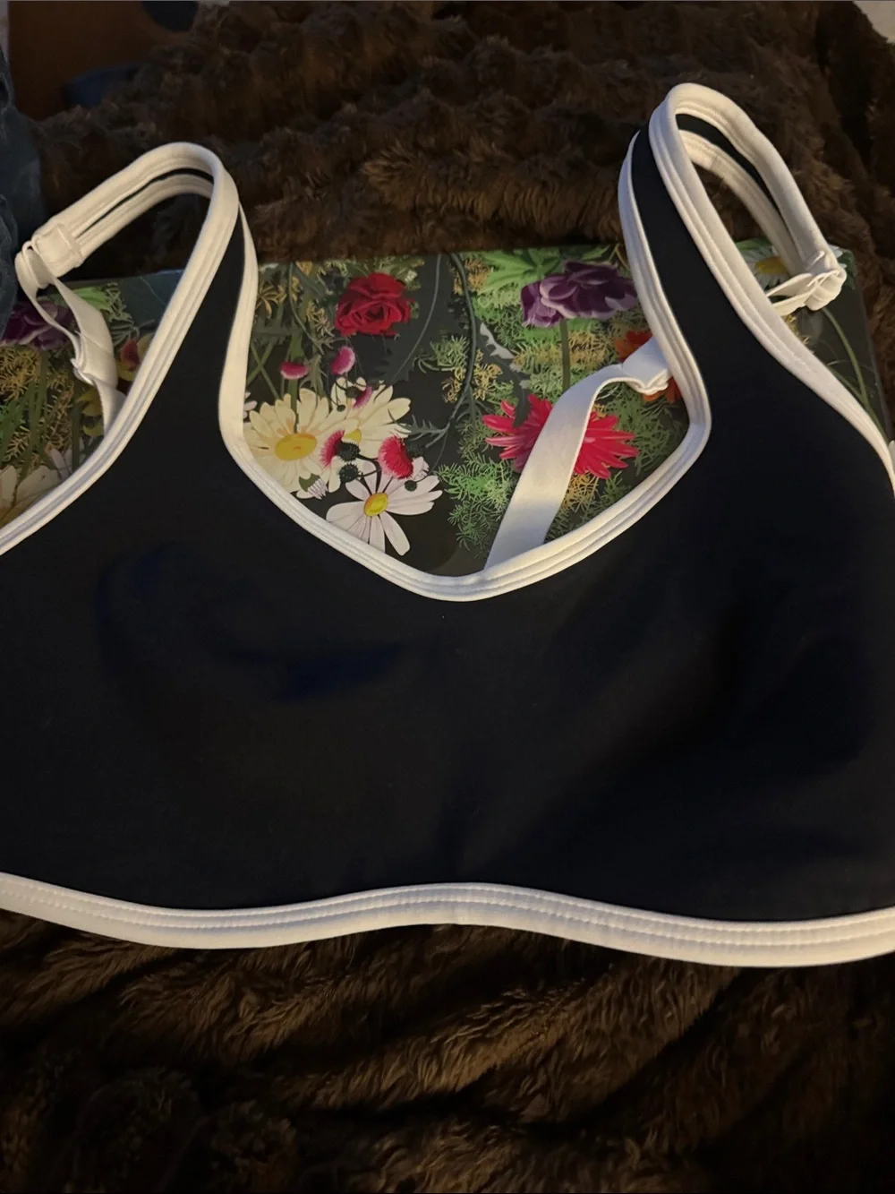 all in motion Navy Blue Sports Bralette with White Trim